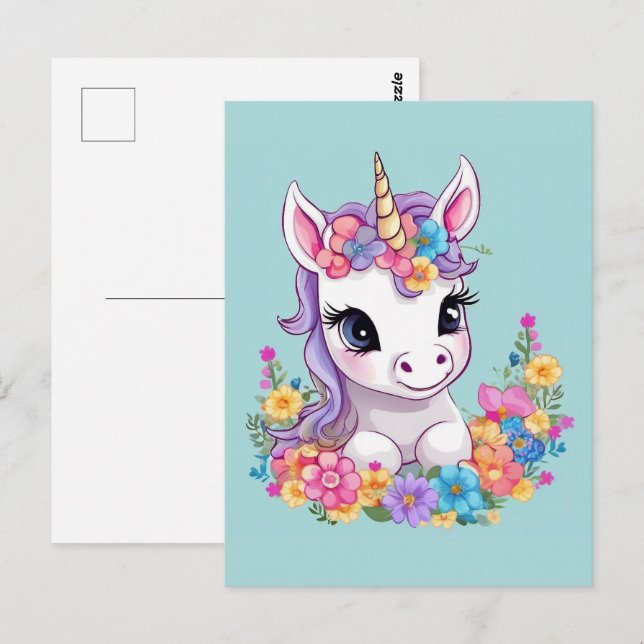 Cartão Postal Sweet Magical Baby Unicorn (Frente/Verso)