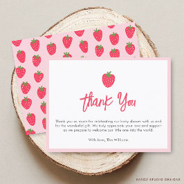 Cartão Postal Sweet Strawberry Baby Shower Thank You Card