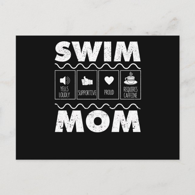 Cartão Postal Swim Mom Content Funny Swimming Mom Swimmer (Frente)