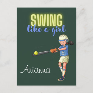 Cartão Postal Swing Como Uma Garota Softball  