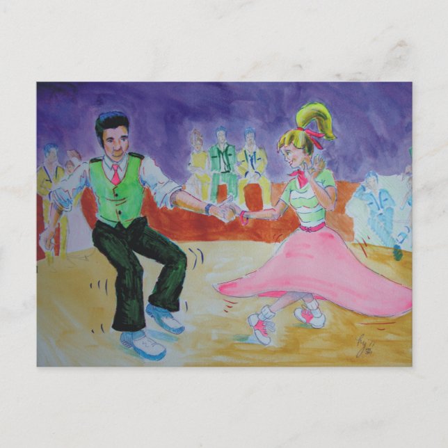 Cartão Postal Swing Dancing no sábado à noite (Frente)