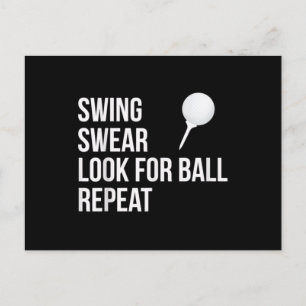 Cartão Postal Swing Swear Procura Por Bola Repetir Golfe Engraça
