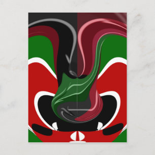 Cartão Postal Swirling Kenyan Flag: Uma arte moderna do Motif