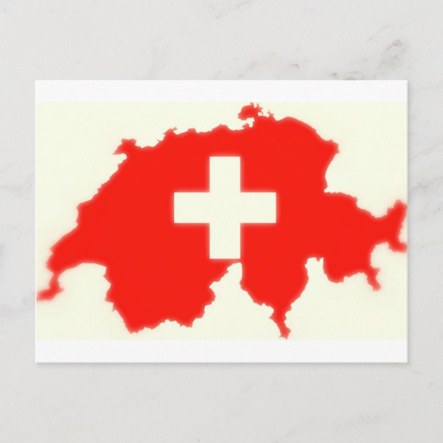 Cartão Postal Swiss flag map (Frente)