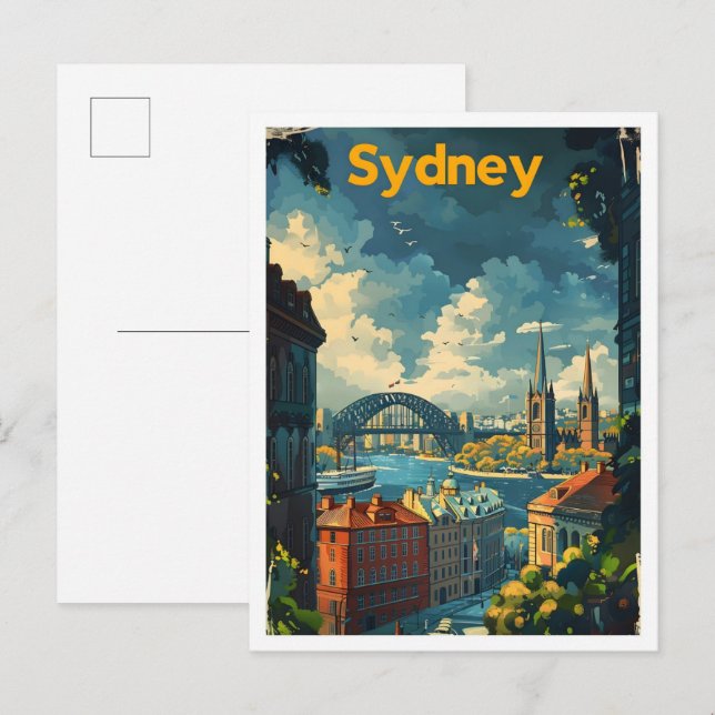 Cartão Postal Sydney Austrália Classic Retro Viagens vintage (Frente/Verso)