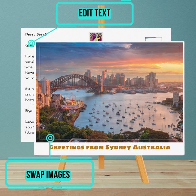 Cartão Postal Sydney Austrália com Wide Harbor (Please enjoy our design and see the others in the collection.)