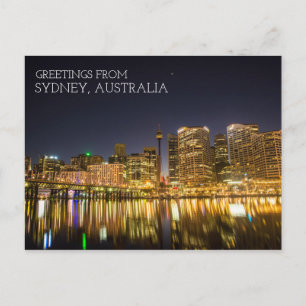Cartão Postal Sydney Austrália Darling Harbor À Noite