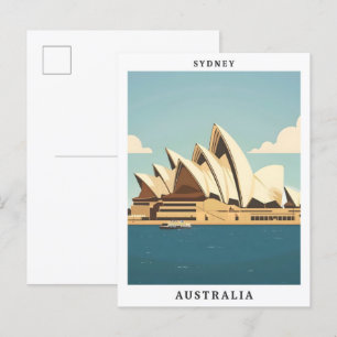 Cartão Postal Sydney Austrália Elegante Viagens vintage de Arte