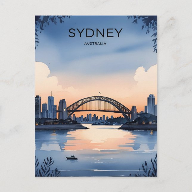 Cartão Postal Sydney Austrália Skyline Sunset Viagem (Frente)