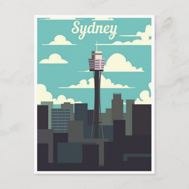 Cartão Postal Sydney Austrália Viagem Art Vintage (Frente)