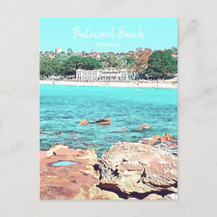 Cartão Postal Sydney Balmoral Beach retro Bathers Pavillion