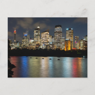Cartão Postal Sydney city skyline at dusk, Austrália