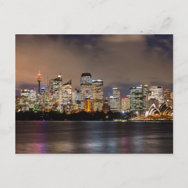 Cartão Postal Sydney cityscape à noite, Austrália (Frente)