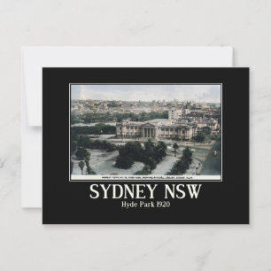 Cartão Postal Sydney NSW Hyde Park Estilo Vintage