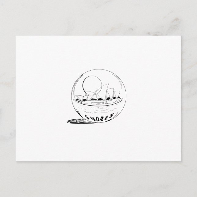 Cartão Postal Sydney num globo de vidro (Frente)