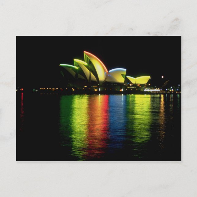 Cartão Postal Sydney Opera House com luzes de Olimpiadas, Novo S (Frente)