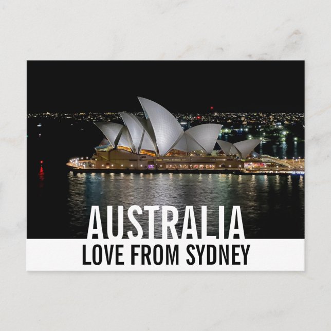 Cartão Postal Sydney Opera House por Night Love da Austrália (Frente)