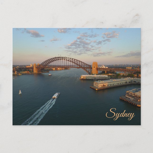 Cartão Postal Sydney Postcard - Foto aérea de Sydney Harbor (Frente)