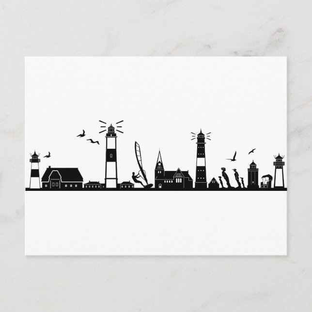 Cartão Postal SYLT Nordsee Insel City Skyline Silhouette (Frente)