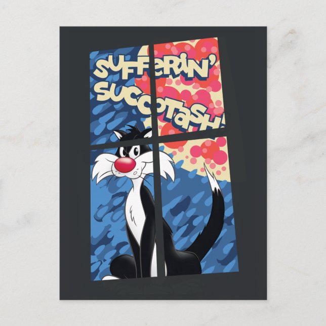 Cartão Postal SYLVESTER™ atrás da janela "Sofferf' Succotash" (Frente)