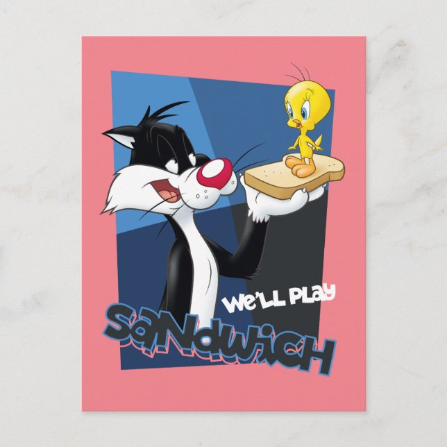 Cartão Postal SYLVESTER™ & TWEETY™ "Nós vamos jogar sanduíche" (Frente)
