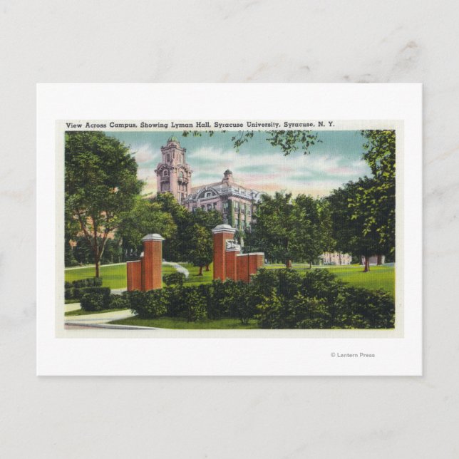 Cartão Postal Syracuse U Campus View Mostrando Lyman Hall (Frente)