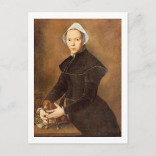 Cartão Postal T28337 Retrato de uma senhora com um cão-solteiro