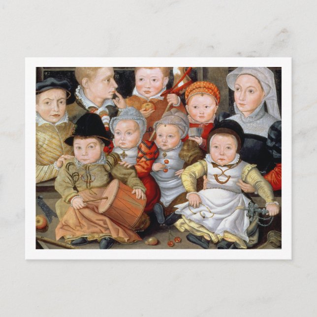 Cartão Postal T33337 Retrato de uma mãe com os seus oito filhos (Frente)