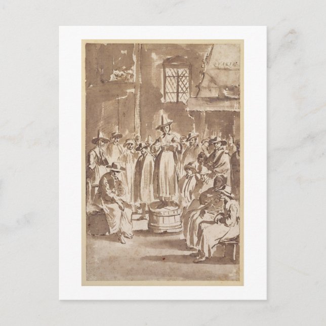 Cartão Postal T34029 A Quaker Prayer Meeting (caneta e tinta no  (Frente)