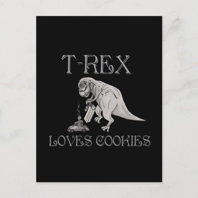 Cartão Postal T-Rex ama biscoitos (Frente)