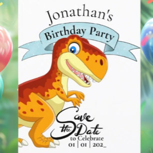 Cartão Postal T Rex de Ouro, Feliz Aniversário Menino