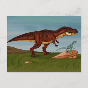 Cartão Postal T-Rex e Velociraptor