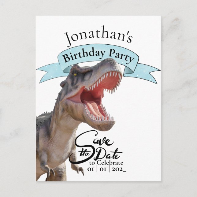 Cartão Postal T Rex, Feliz Aniversário (Frente)