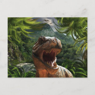 Cartão Postal T-Rex No Dinossauro Pós-Cartão Da Selva