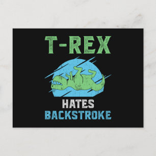 Cartão Postal T-Rex Odeia Curso Traseiro Nadando Natação Nadad