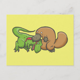 Cartão Postal T-rex vs Platypus