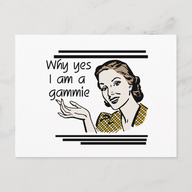 Cartão Postal T-shirt retros e presentes de Gammie (Frente)