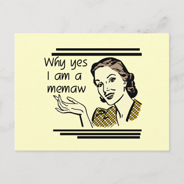 Cartão Postal T-shirt retros e presentes de Memaw (Frente)