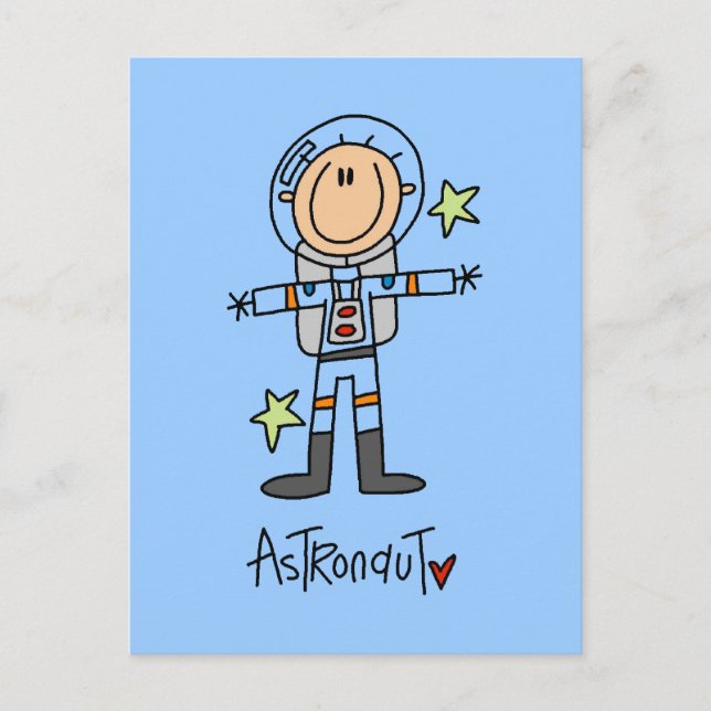 Cartão Postal T-shirts e presentes do astronauta com figura fixa (Frente)