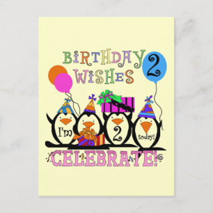 Cartão Postal T-shirts e presentes segundos aniversários Pinguin