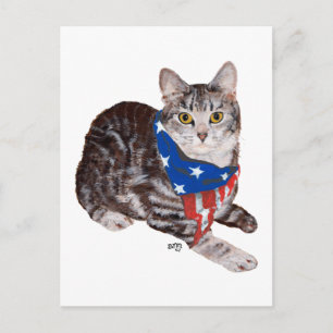 Cartão Postal Tabby Patriótico Americano Shorthair