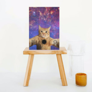 Cartão Postal Tabby Vermelho Fazendo uma Selfie no Espaço