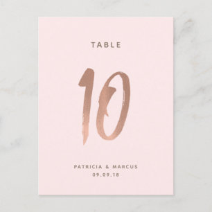 Cartão Postal Tabela de Casamento Dourado de Rosa de Pincel Mode