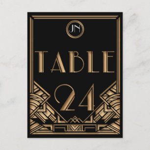 Cartão Postal Tabela de Estilo de Arte Dourada Preta Deco Gatsby