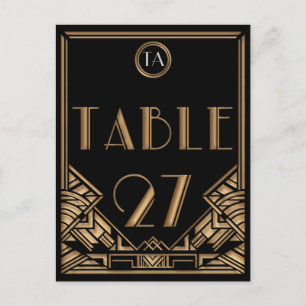 Cartão Postal Tabela de Estilo de Arte Dourada Preta Deco Gatsby
