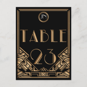Cartão Postal Tabela de Estilo de Arte Dourada Preta Deco Gatsby