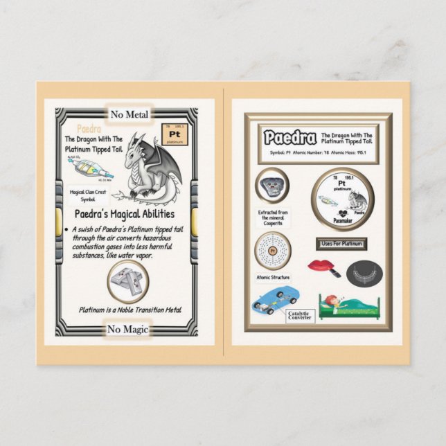 Cartão Postal Tabela Periódica do Dragão - Platina (Frente)
