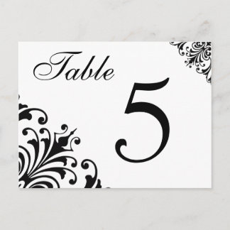 Cartão Postal Table Number Wedding Reception Cards