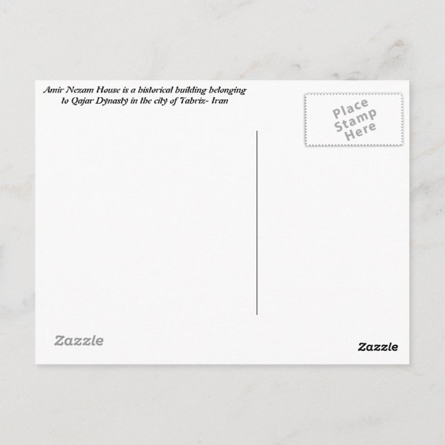 Cartão Postal Tabriz (Verso)