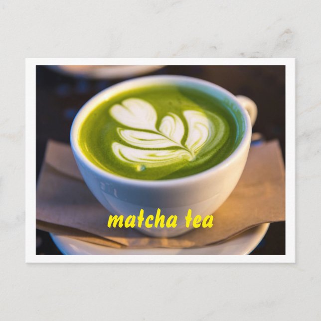 Cartão Postal Taça Matcha Tea Photo (Frente)